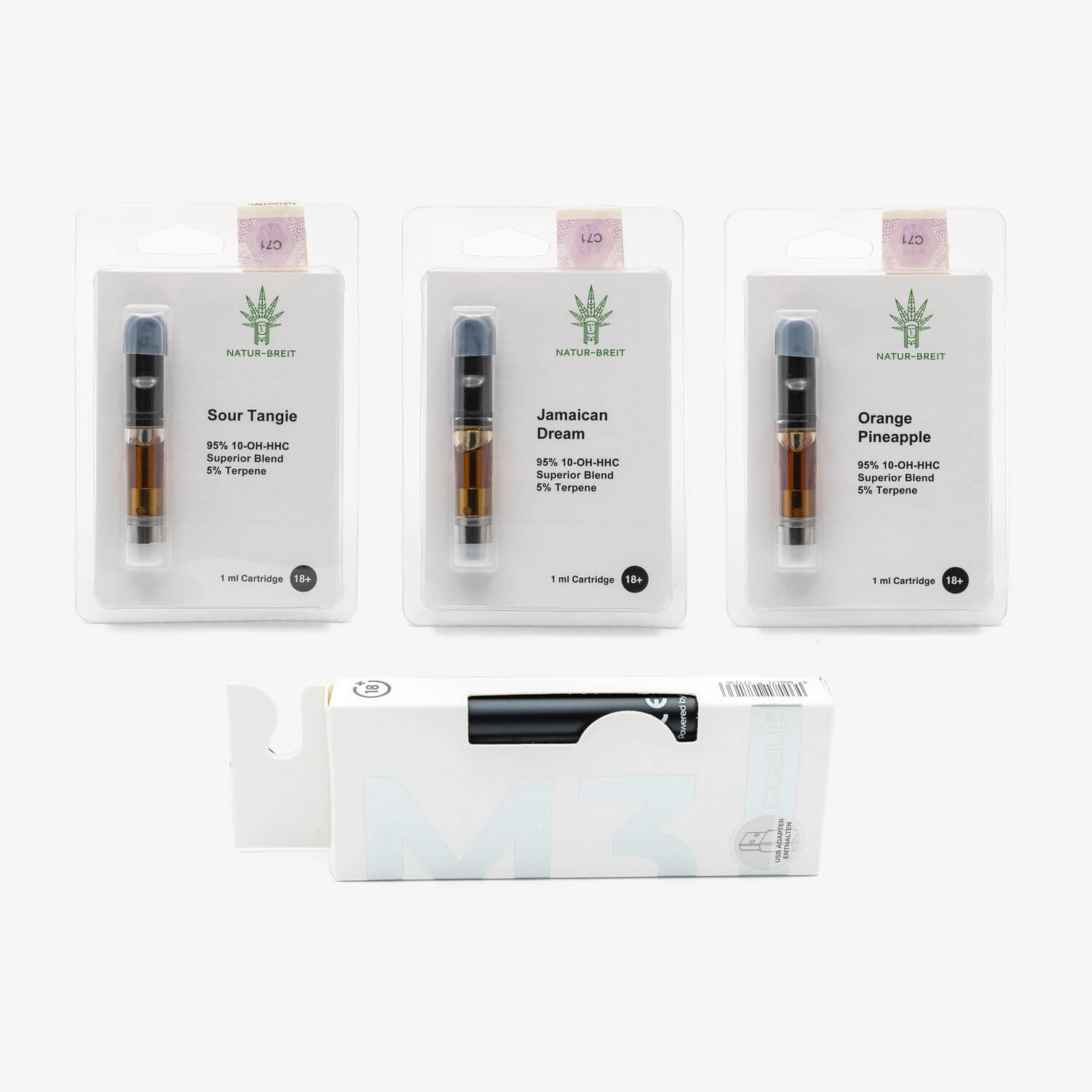 Starterset: Vape Pen + 3 Sorten Cartridges