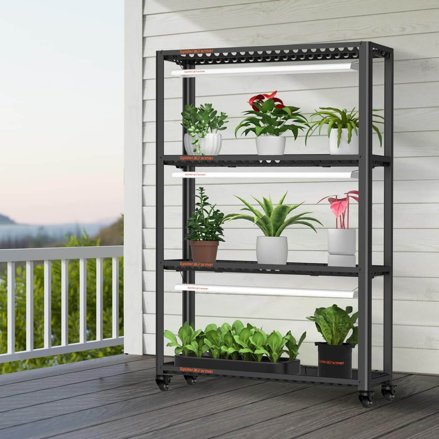 Spider Farmer SF600 growshelves Indoor led grow light und Metall Pflanzenregal mit Pflanzentabletts – Bild 6