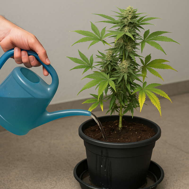 Cannabis beim Spülen mit Gießkanne