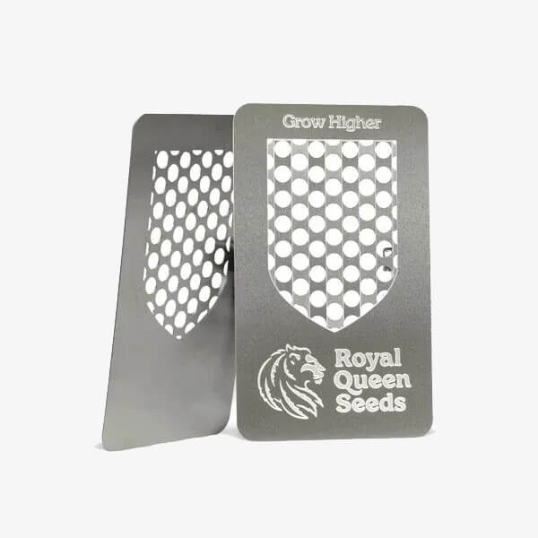 Grinderkarte von Royal Queen Seeds aus Metall