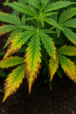 Nährstoffmangel anhand eines cannabis-blatts