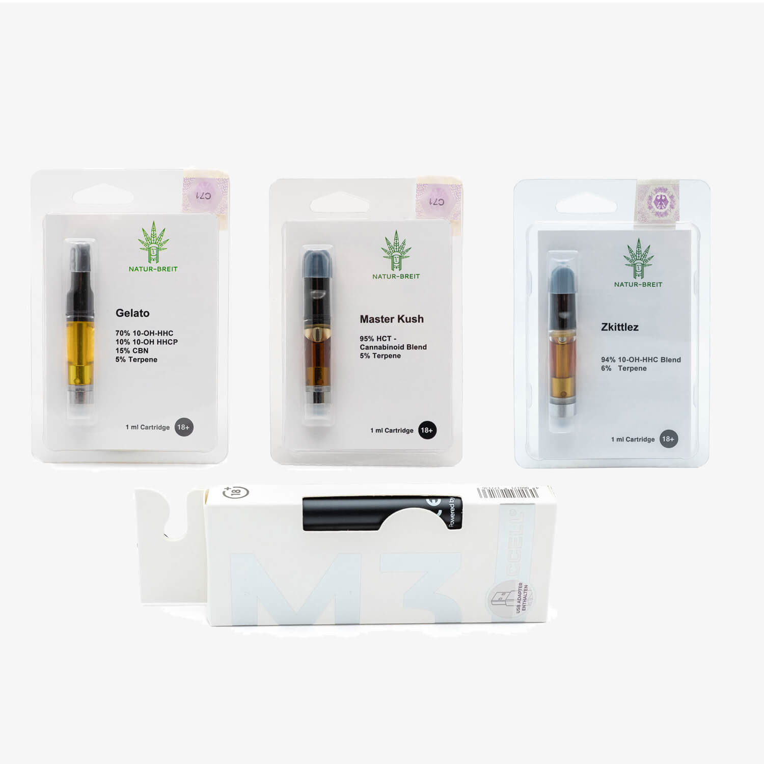 Cannabinoid Probierset 3x Vapes + CCELL Vape Pen
